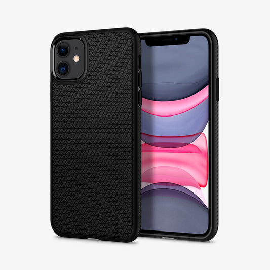 076CS27184 - iPhone 11 Case Liquid Air in matte black showing the back and front