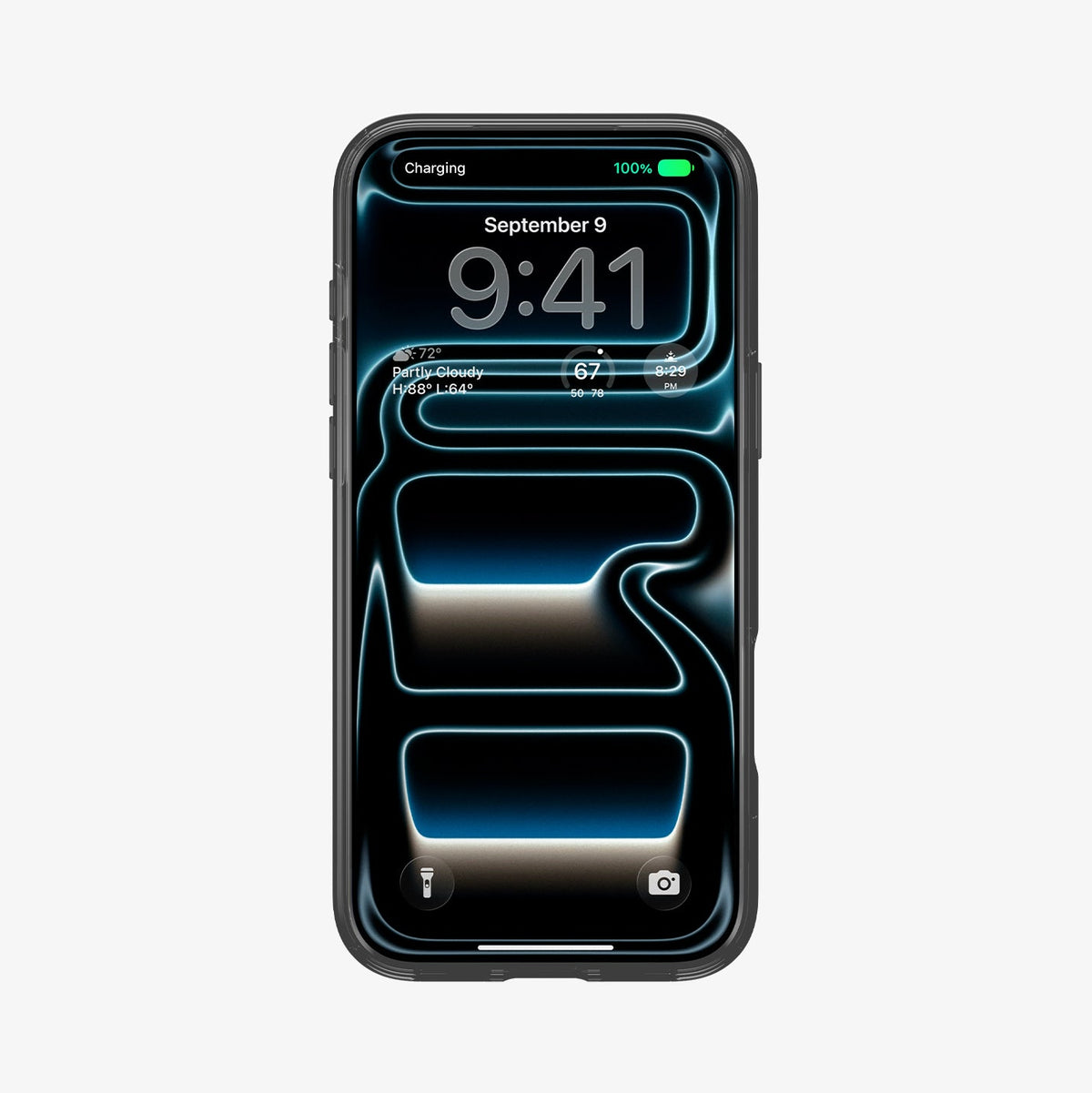 ACS11842 - Spigen Signal C11 iPhone 17 Pro case showing front and back views of the Spigen Signal C11 case with lock screen and street sign design visible