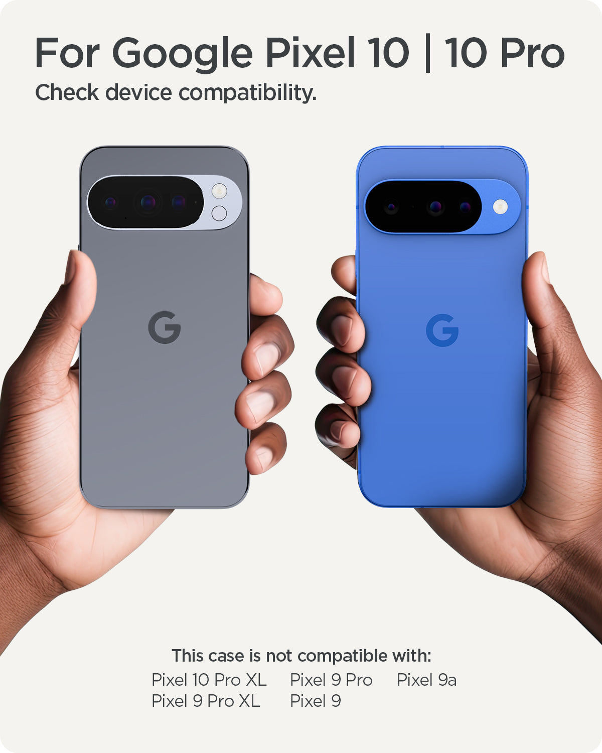 ACS09698 - Pixel 10 / Pixel 10 Pro Case Rugged Armor (MagFit) in black showing the compatibility. Only compatible with the Pixel 10 / 10 Pro