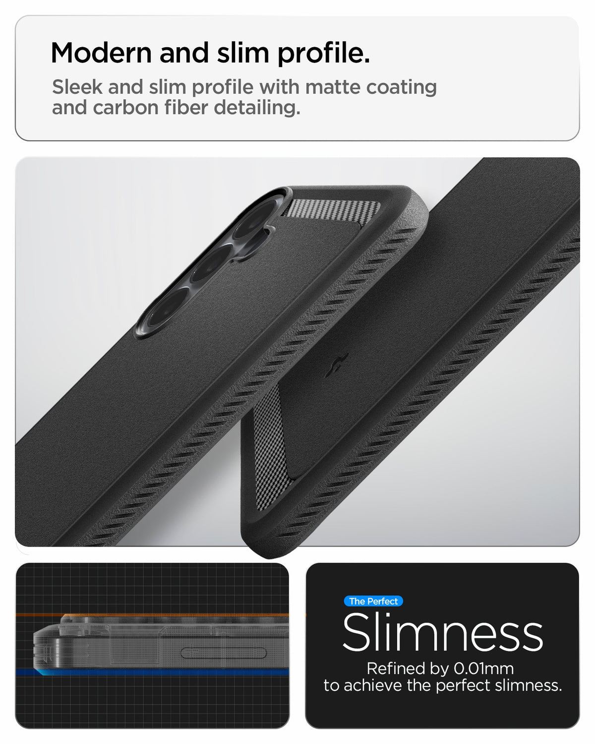 ACS11639 - Galaxy S26 FE Rugged Armor modern slim profile with matte coating, carbon fiber detailing, and refined edge construction