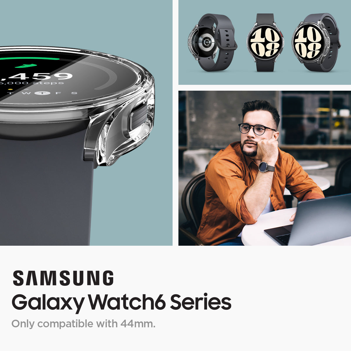ACS06497 - Galaxy Watch 6 (44mm) Case Ultra Hybrid in crystal clear samsung galaxy watch 6 series. only compatible with 44mm