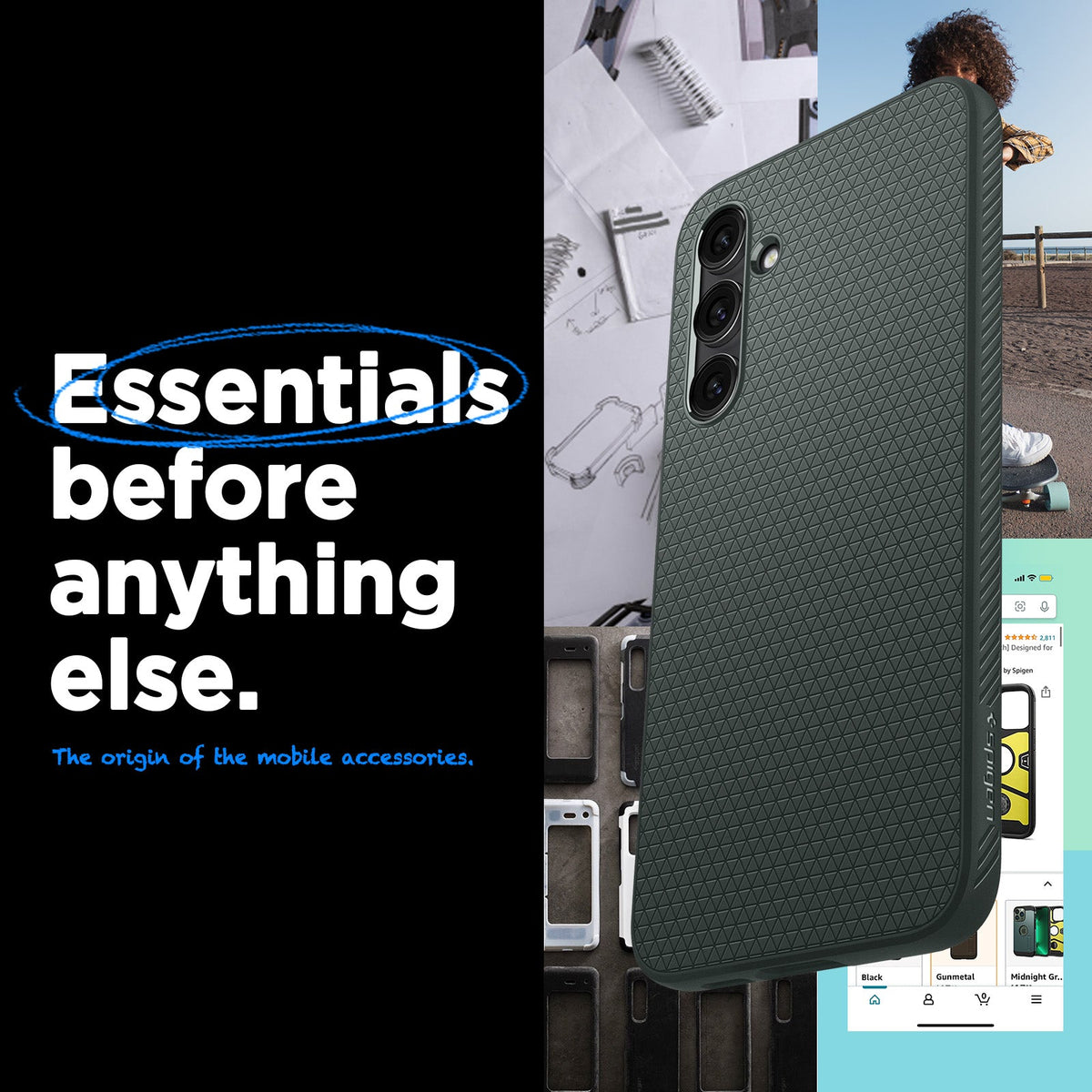 ACS06367 - Galaxy S23 FE Case Liquid Air in abyss green showing the back, partial side and bottom