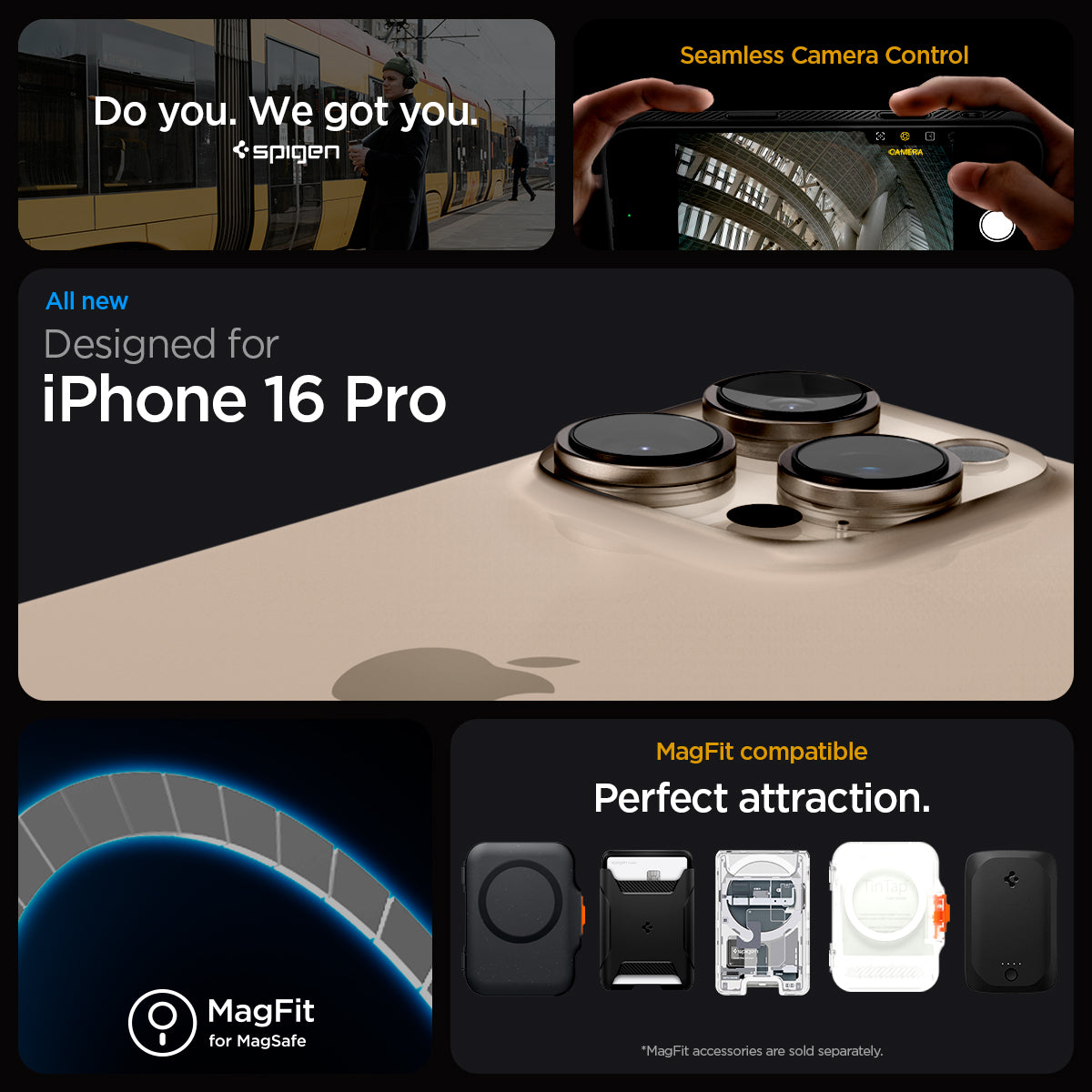 ACS09116 - iPhone 16 Pro Case Liquid Air T (MagFit + Camera Control) in Matte Black showing the seamless camera control and magfit compatible