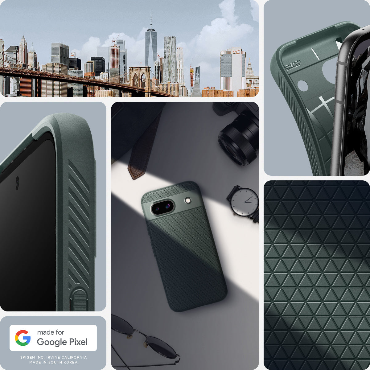 ACS07258 - Pixel 8a Case Liquid Air in Abyss Green made for google.