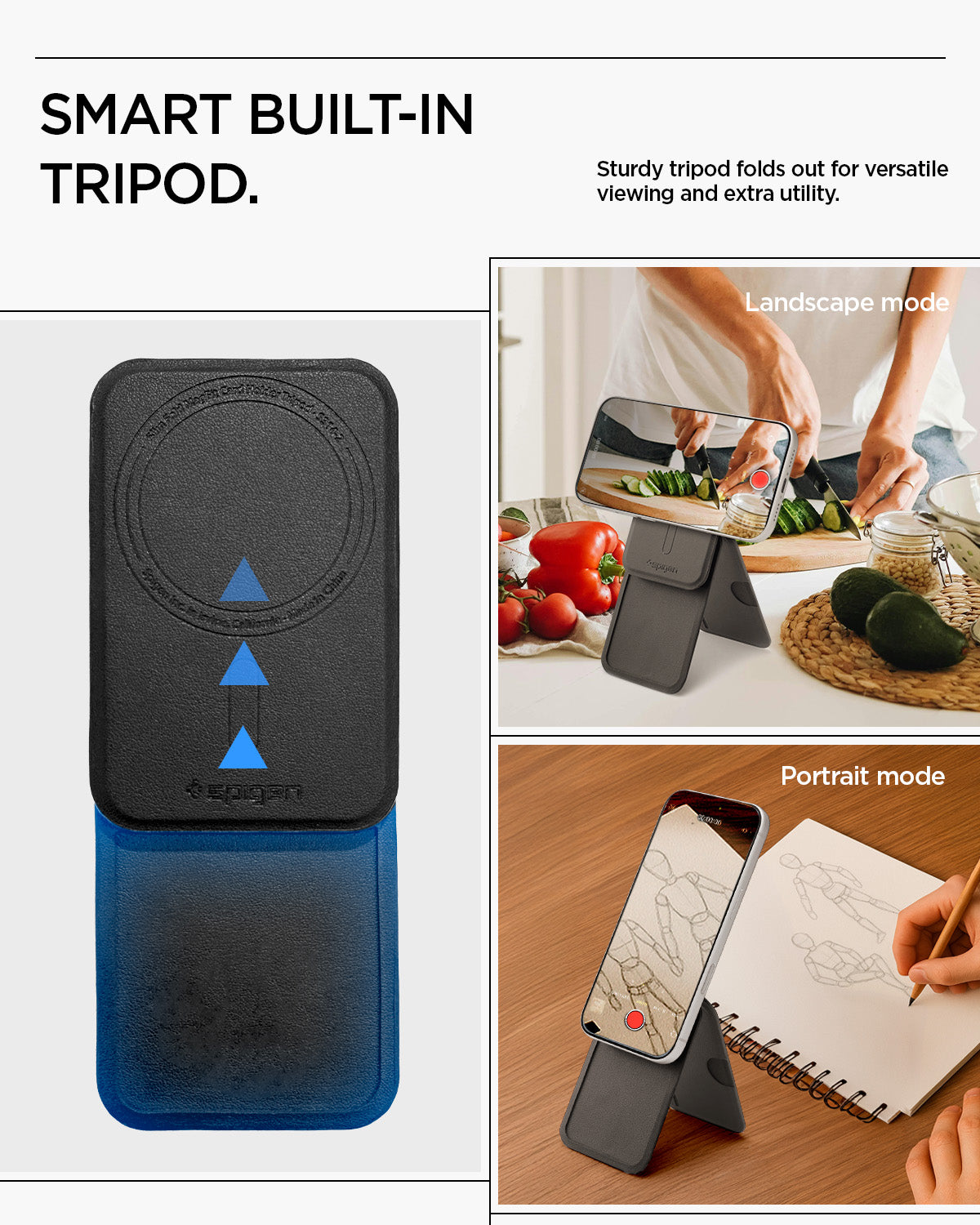AFA10406 - MagSafe Card Holder Slim Fold (Mag Fit) | S314-2 showing the smart built in tripod feature