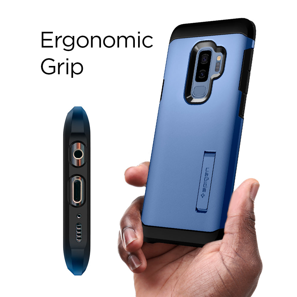 593CS22937 - Galaxy S9 Plus Case Tough Armor in Coral Blue ergonomic grip.