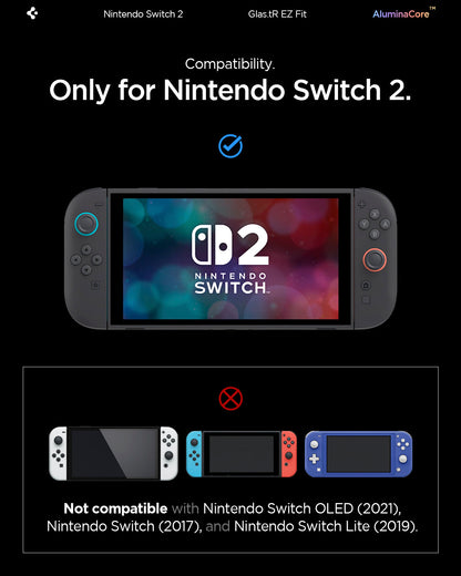 AGL10156 - Nintendo Switch 2 GLAS.tR EZ Fit showing compatibility. only for nintendo switch 2.