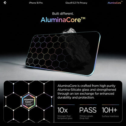 AGL12023 - iPhone 18 Pro GLAS.tR EZ Fit | Privacy showing aluminacore