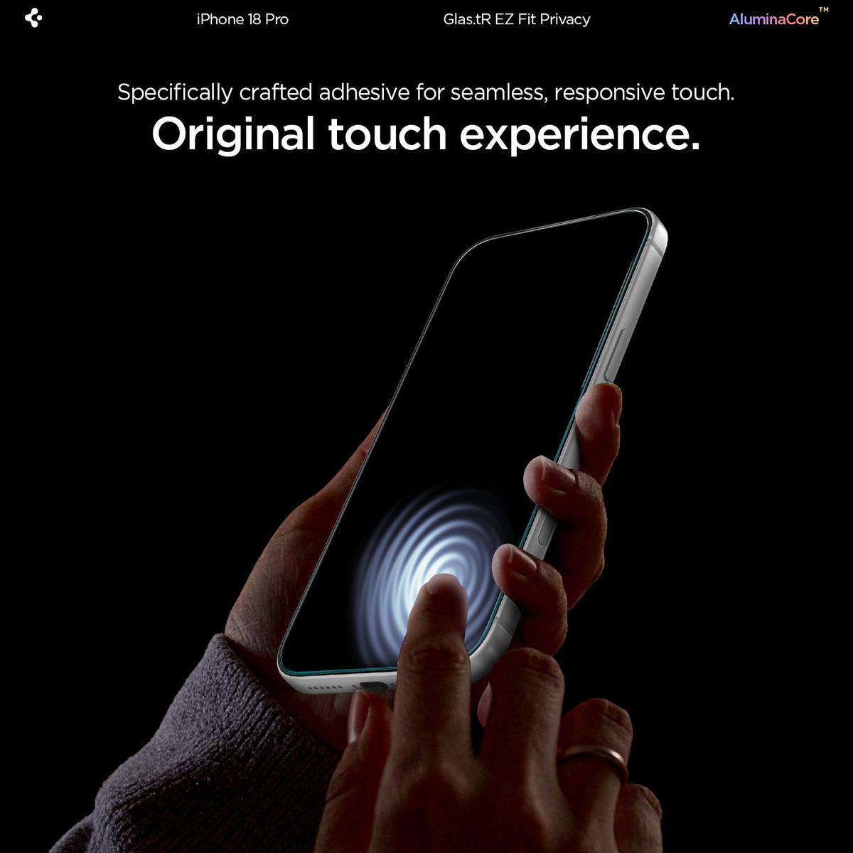 AGL12023 - iPhone 18 Pro GLAS.tR EZ Fit | Privacy showing original touch experience