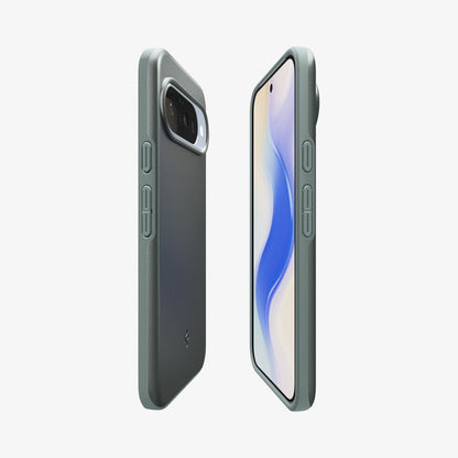 ACS09701 - Pixel 10, Pixel 10 Pro Thin Fit (MagFit) in Sage Green showing the sides, partial front and back
