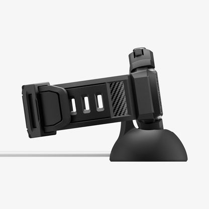 ACS11223 - Pixel Watch 4 (45mm) Band Rugged Armor Pro in black showing the side with watch on charging stand