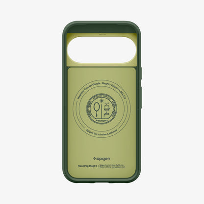 ACS11456 - Pixel 11 Pro XL Nano Pop (Mag Fit) Avo Green interior view showing the built in magnetic ring, microfiber lining, and MagFit construction.