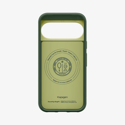 ACS11436 - Pixel 11 Pro Nano Pop (Mag Fit) Avo Green interior view showing the built in magnetic ring, microfiber lining, and MagFit construction.