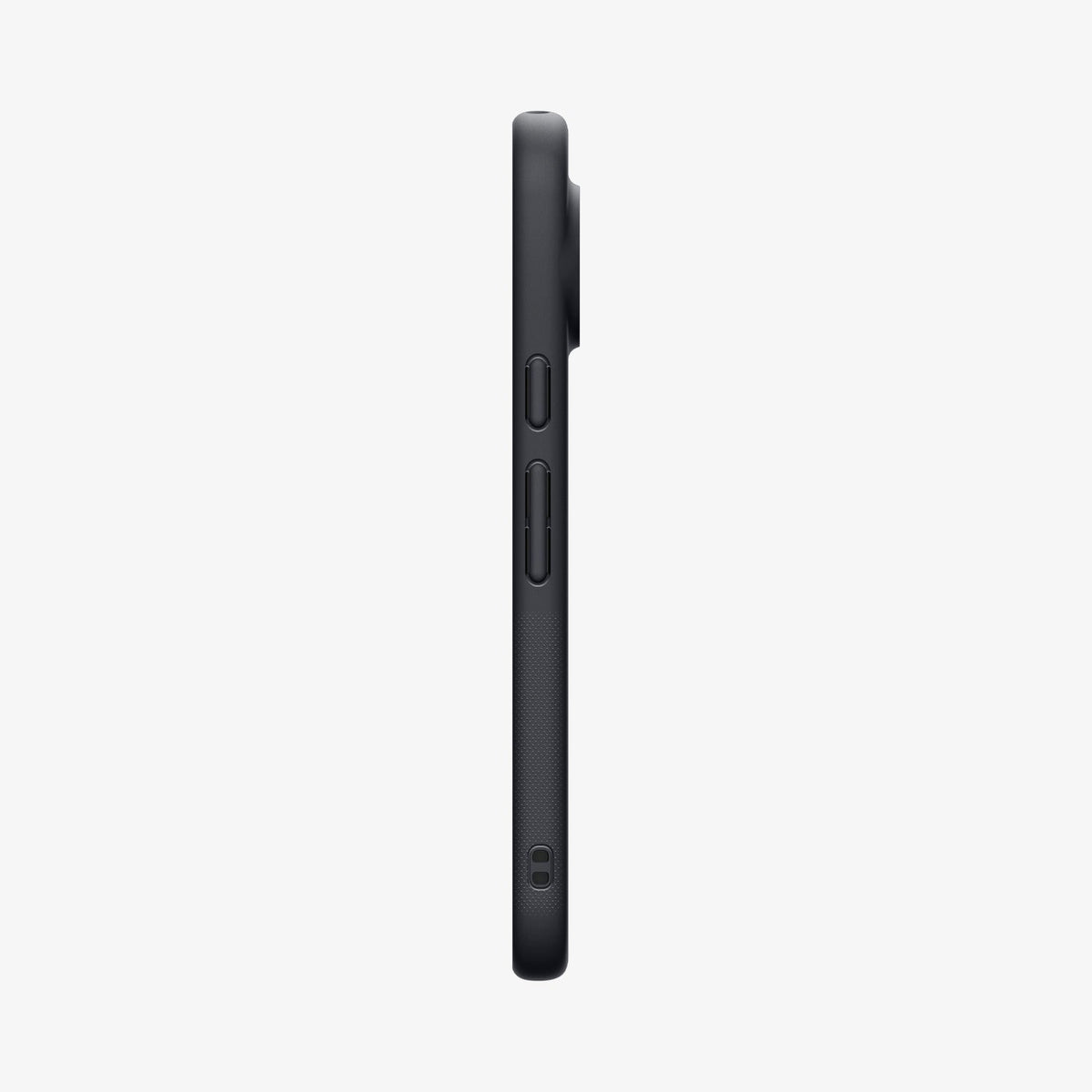 ACS11435 - Pixel 11 Pro Nano Pop (Mag Fit) Black Sesame side profile showing responsive button covers, textured side grips, and integrated strap hole.