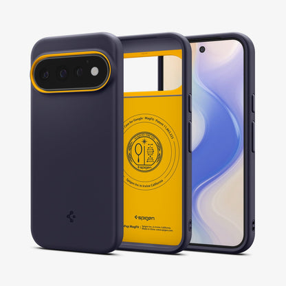 ACS11434 - Pixel 11 Pro Nano Pop (Mag Fit) Blueberry Navy front and back angled views show the slim profile, precise fit, and built in magnetic construction.