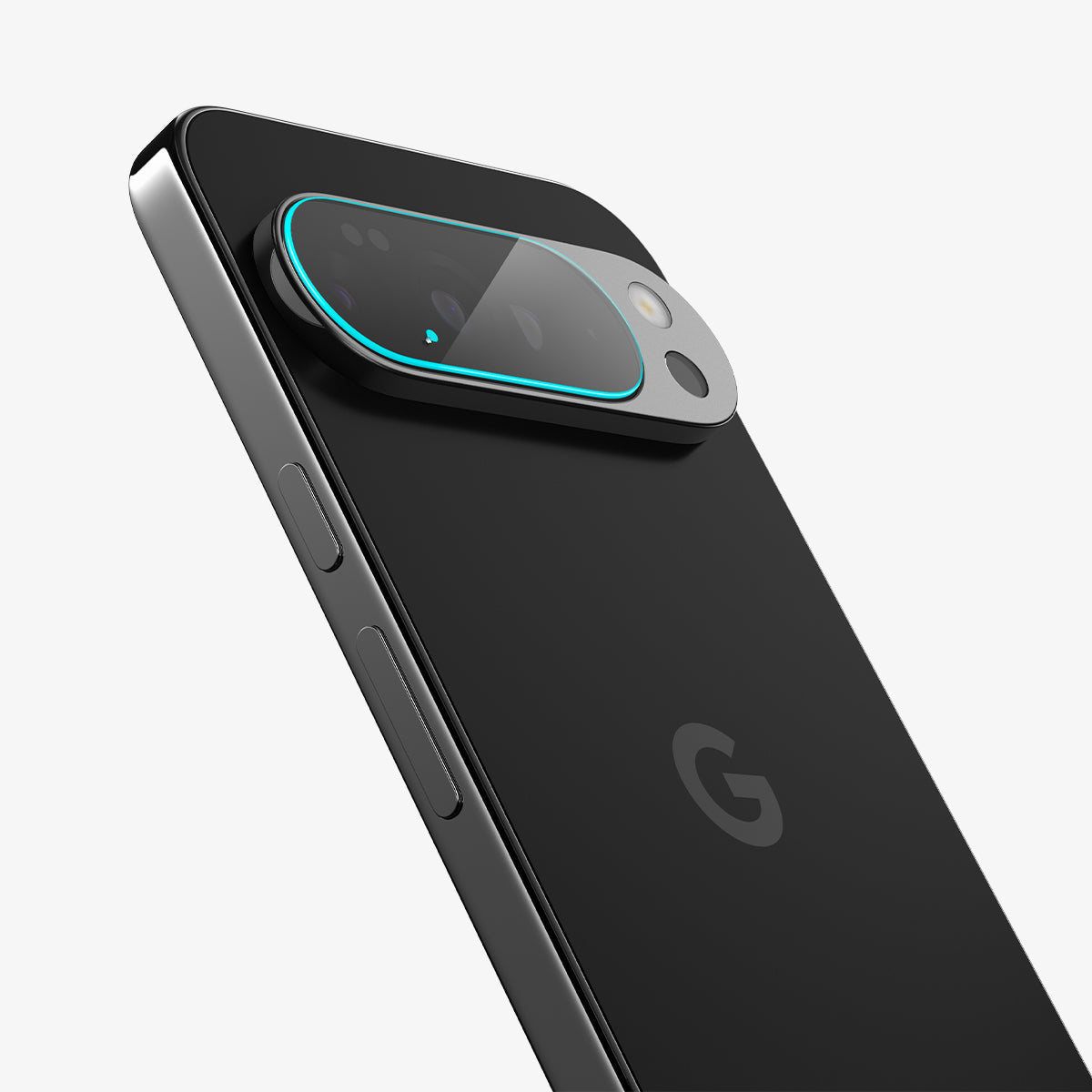 AGL09663 - Pixel 10 Pro XL Optik EZ Fit Lens Protector showing the back, partial side with lens protector installed
