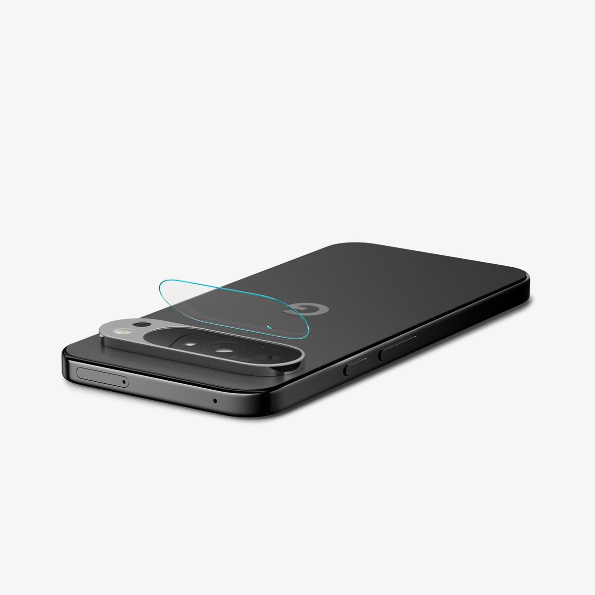 AGL09662 - Pixel 10 Pro Optik EZ Fit Lens Protector showing the lens protector partially hovering in front of the camera lens