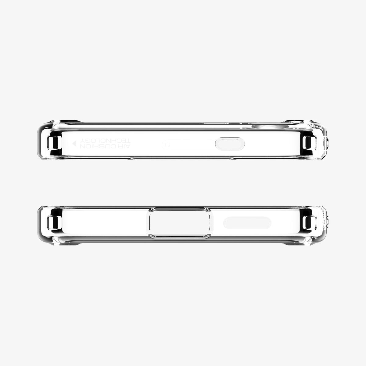 ACS08981 - Galaxy S25 Plus Case Ultra Hybrid Metal Ring (MagFit) in Clear White showing the top and bottom