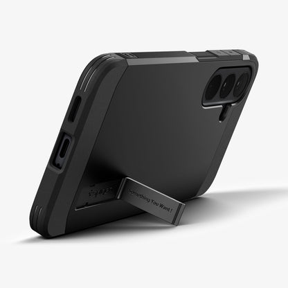 ACS11634 - Galaxy S26 FE Tough Armor (Mag Fit) showing Galaxy S26 FE Tough Armor MagFit case with extended kickstand for hands free viewing