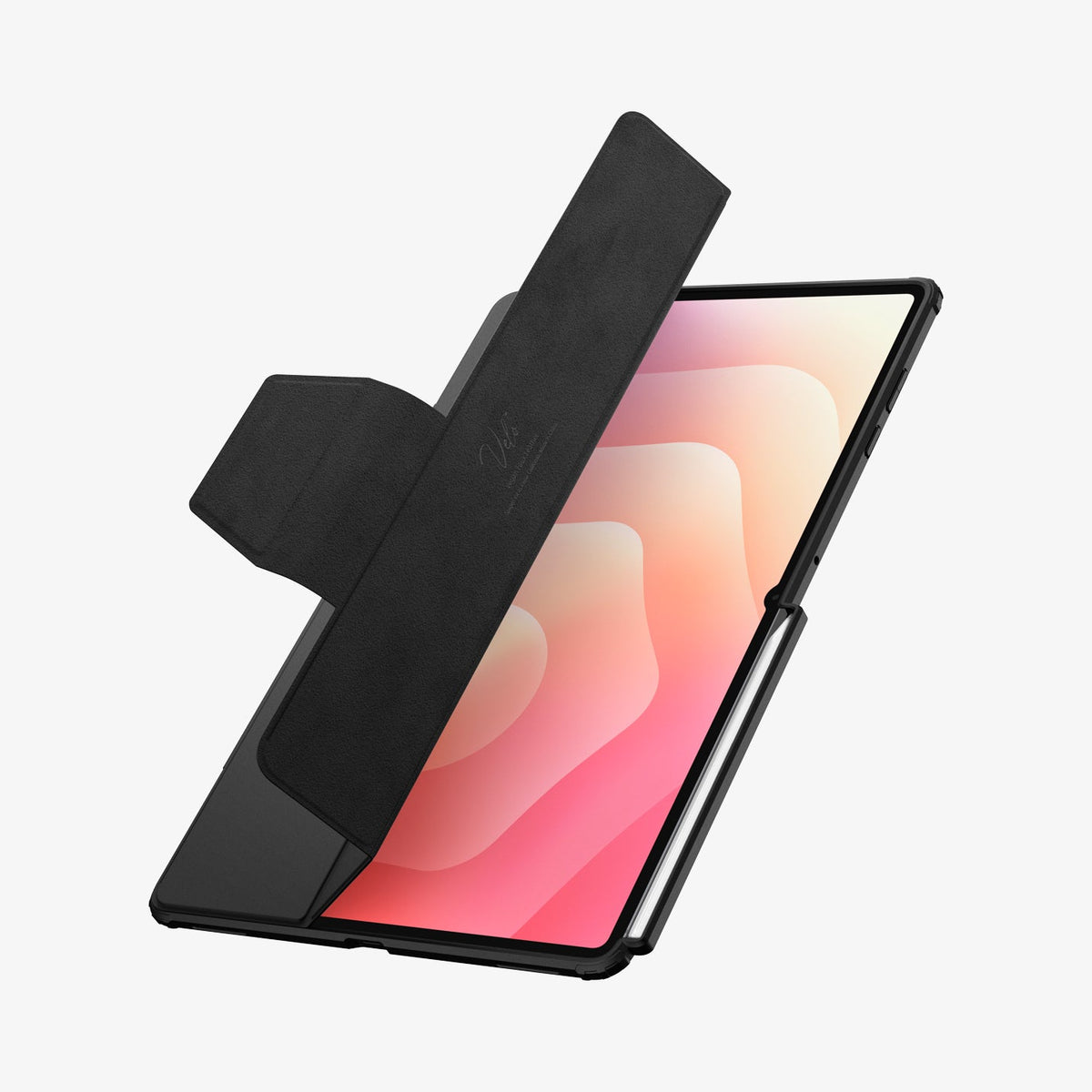 ACS10219 - Galaxy Tab S11 Ultra Series Ultra Hybrid Pro in Black showing the front with cover slightly open