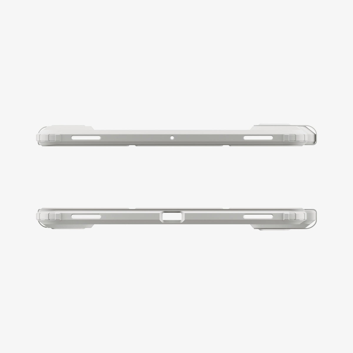 ACS11826 - Galaxy Tab S12+ Ultra Hybrid Pro in Gray showing top and bottom edges of a tablet case with speaker openings, microphone opening, charging port cutout, and reinforced corners.