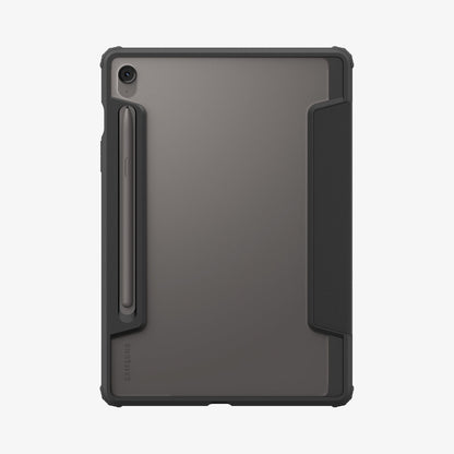 ACS09498 - Galaxy Tab S10 FE Case Ultra Hybrid Pro in Black showing the back with s pen attached