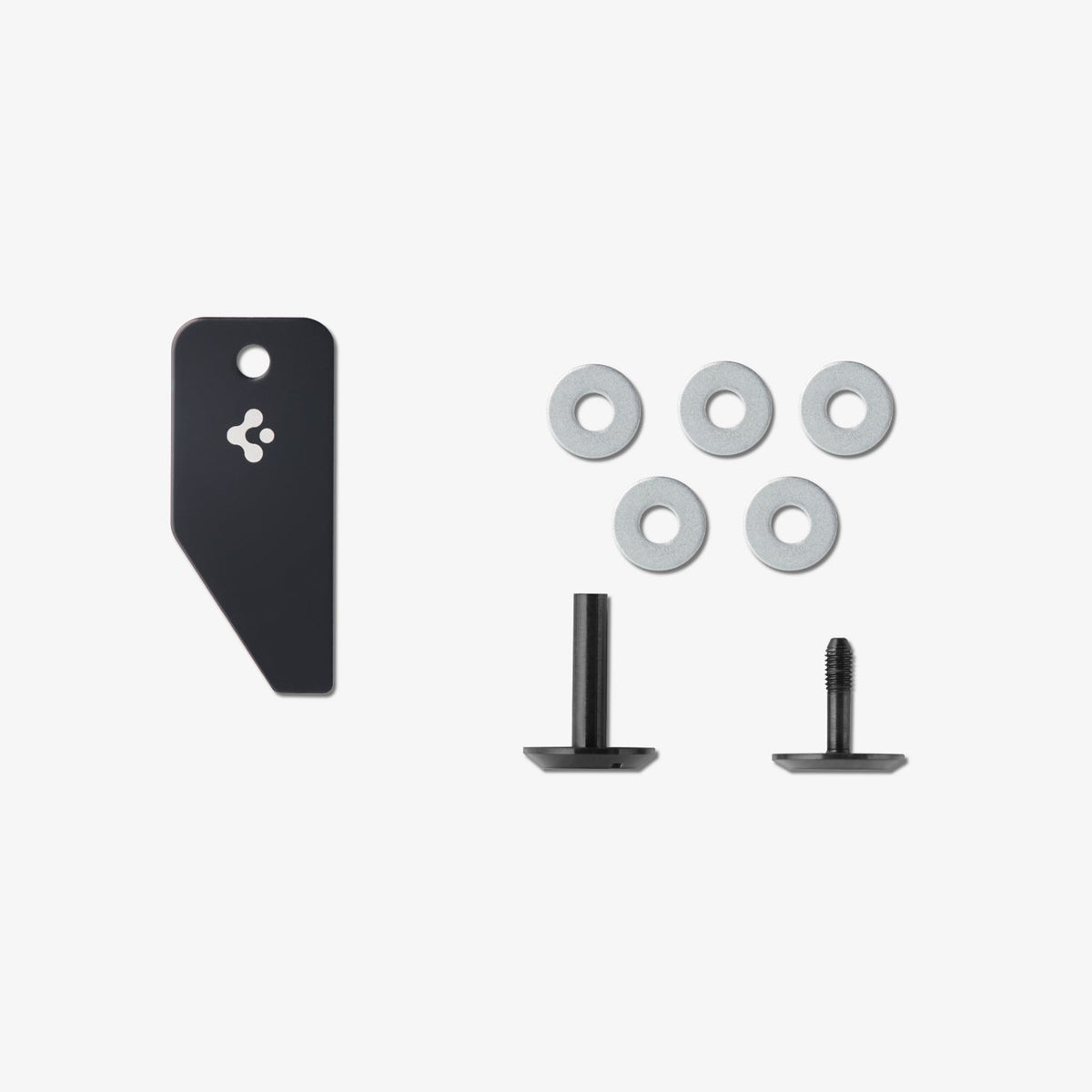 AHP09660 - Apple AirTag Valentinus Pro in Black showing the removal tool, washers and screws