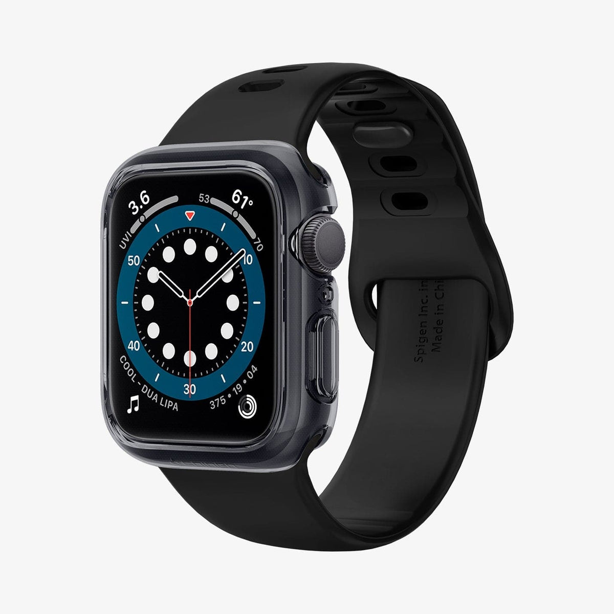 ACS01838 - Apple Watch Series (44mm) Case Ultra Hybrid in space crystal showing the front and inside of band