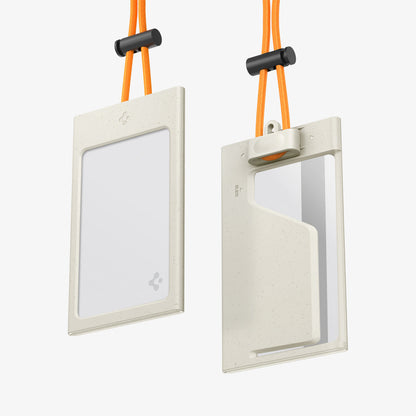 AFA09346 - Badge Holder MagSlide in Dune Beige showing the front, back and partial sides