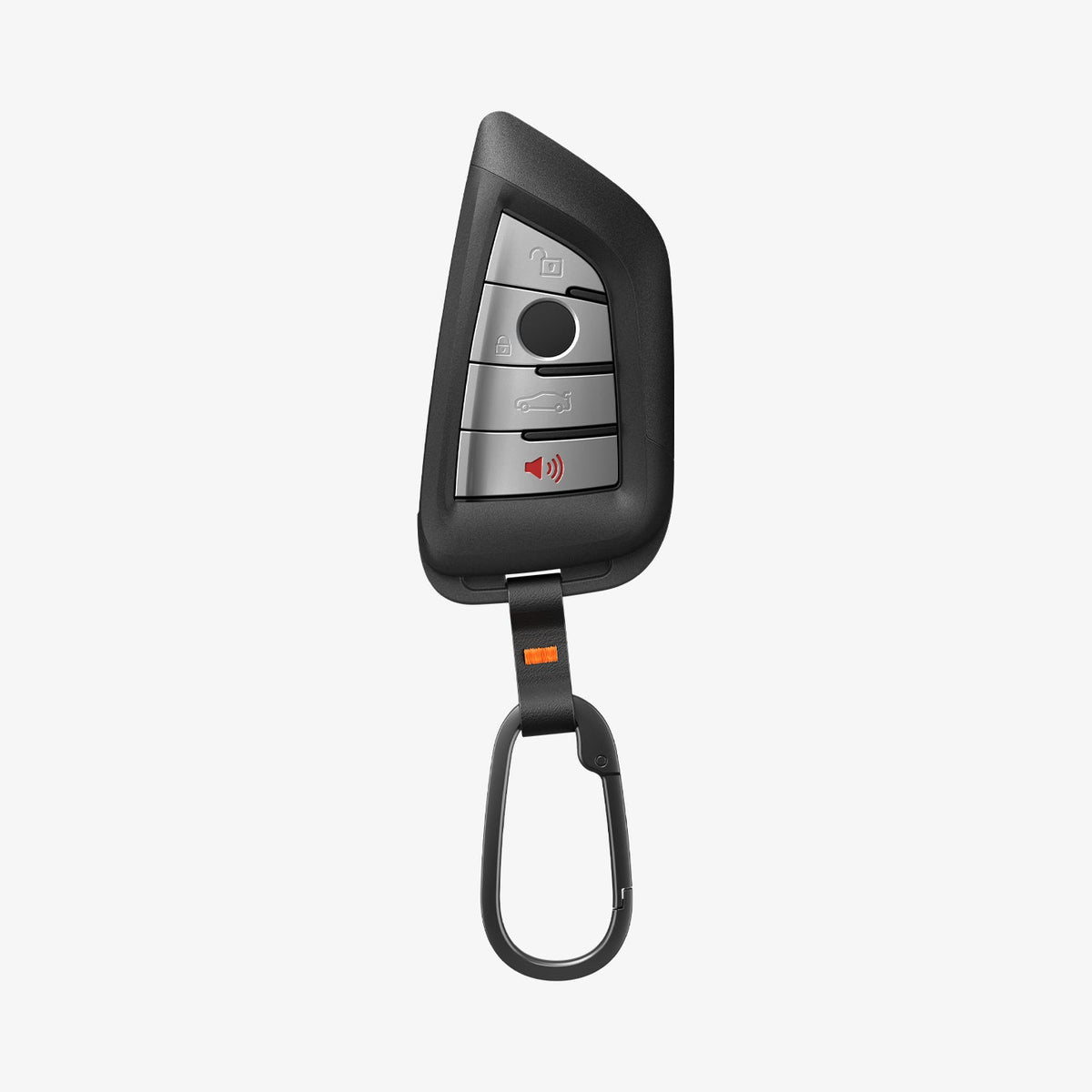 ACS10425 - BMW Key Fob Cover | BK100 in Matte Black showing the front with key fob attached.