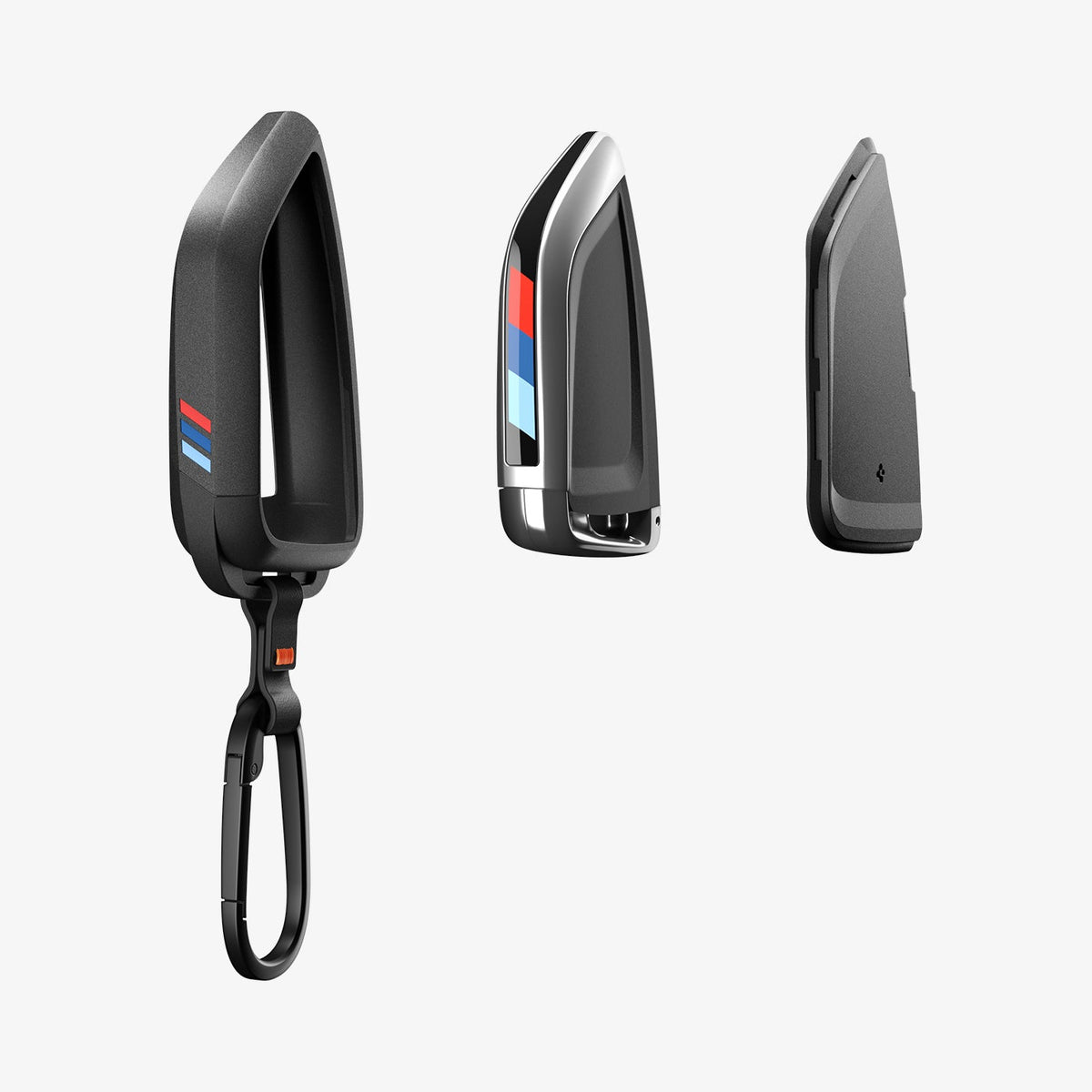 ACS10425 - BMW Key Fob Cover | BK100 in Matte Black showing the three detached parts.