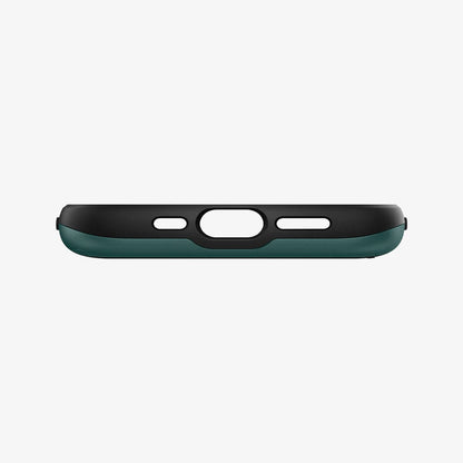 ACS04563 - iPhone 13 Case Slim Armor CS in midnight green showing the bottom with precise cutouts