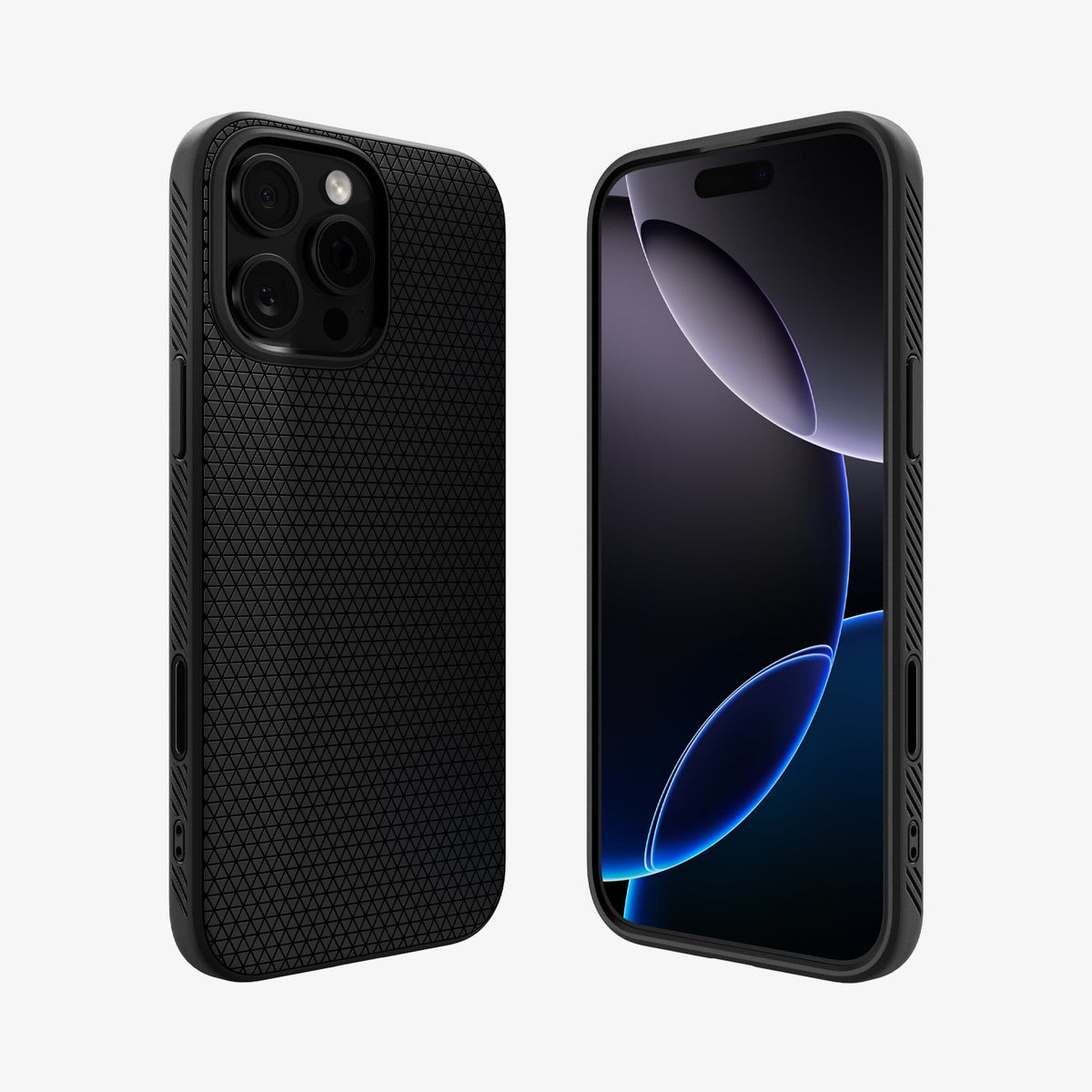 ACS09114 - iPhone 16 Pro Max Case Liquid Air T (MagFit + Camera Control) in Matte Black showing the back, front and sides