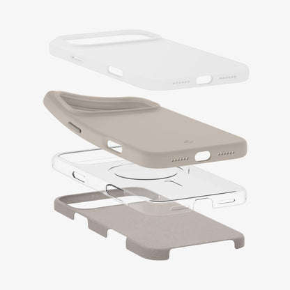 ACS09957 - iPhone 17 Pro Silicone Fit (MagFit) Case in stone showing the multiple layers of case