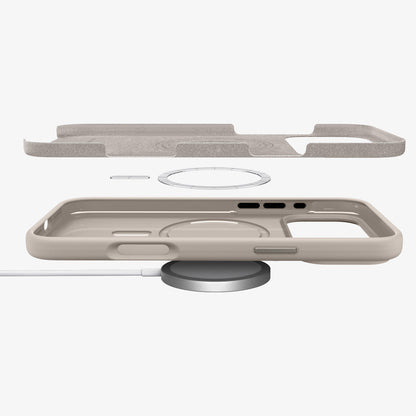 ACS09904 - iPhone 17 Pro Max Silicone Fit (MagFit) Case in stone showing the multiple layers of case