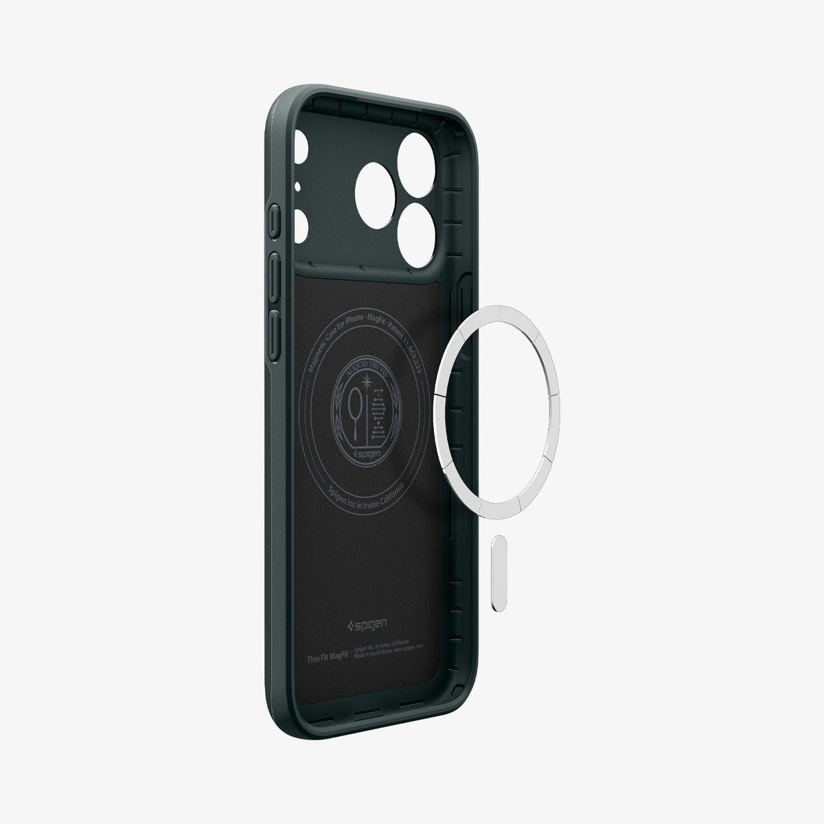 ACS09880 - iPhone 17 Pro Max Thin Fit (MagFit) in abyss green showing inside with magfit magnet