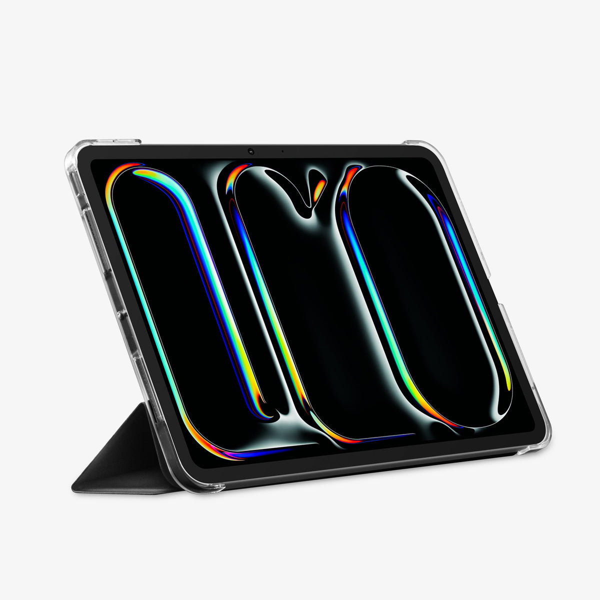 ACS09440 - iPad Pro 11-inch (2024) Case Liquid Air Folio in Black showing the front, cover folded made into a kickstand
