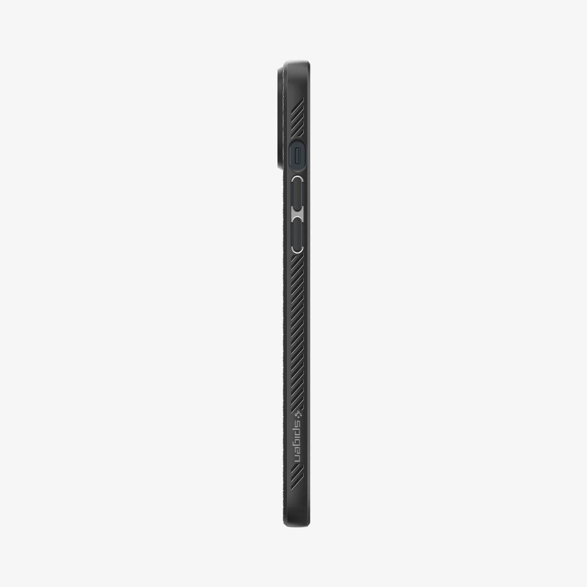 ACS05037 - iPhone 14 Case Liquid Air in matte black showing the side with volume controls