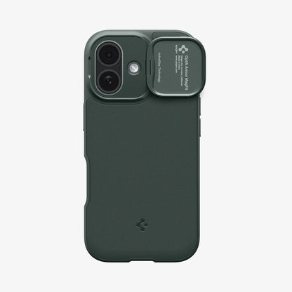 ACS09988 - iPhone 17 Series Case Optik Armor (MagFit) in abyss green showing the back with camera lens exposed