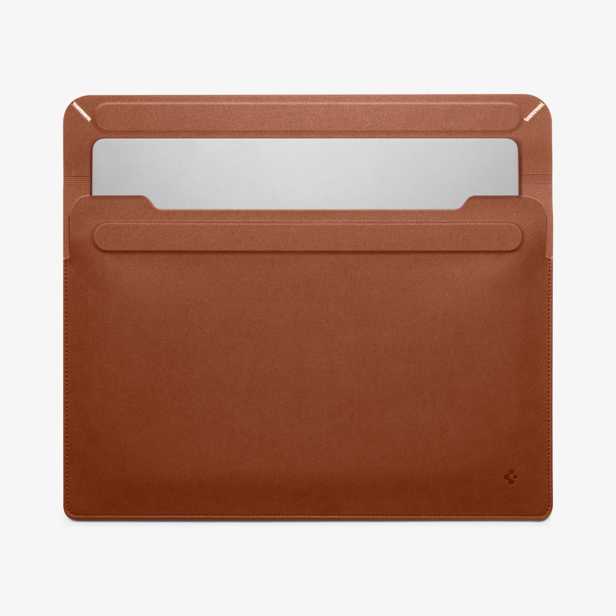 AFA06416 - Spigen Valentinus MacBook Sleeve partially opened revealing laptop sticking out