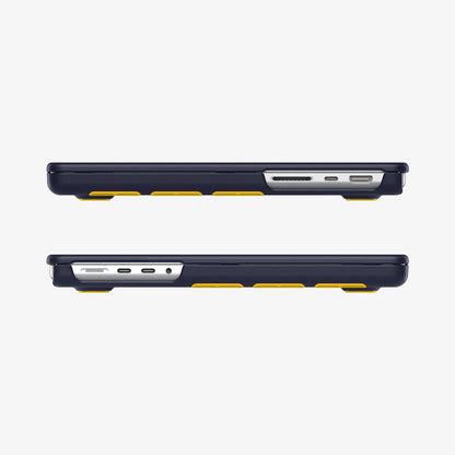 ACS11274 - MacBook Pro 16-inch Nano Pop Blueberry Navy showing side views with open cutouts for ports and ventilation