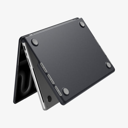 ACS11275 - MacBook Pro 16-inch Nano Pop Black Sesame showing the bottom case with raised corner feet and ventilation openings