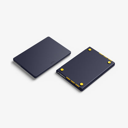 ACS11274 - MacBook Pro 16-inch Nano Pop Blueberry Navy showing top and bottom views of the closed laptop case with raised feet