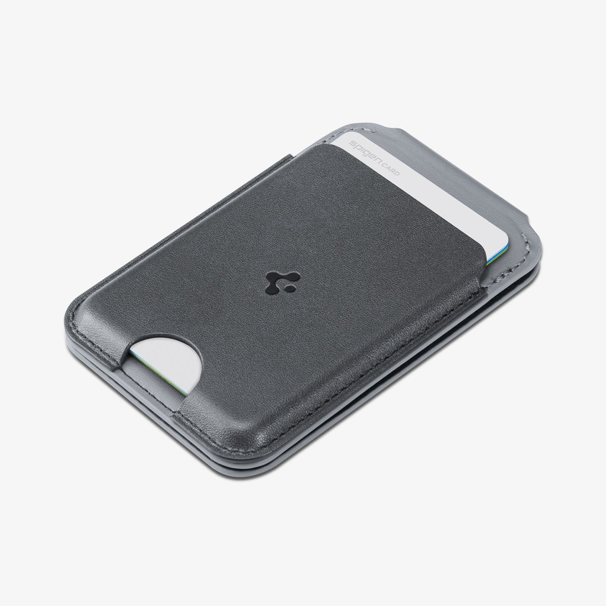 AFA11334 - MagSafe Card Holder Nano Pop S (Mag Fit) in Black Sesame showing front from the side view