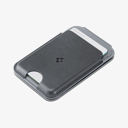 AFA11334 - MagSafe Card Holder Nano Pop S (Mag Fit) in Black Sesame showing front from the side view