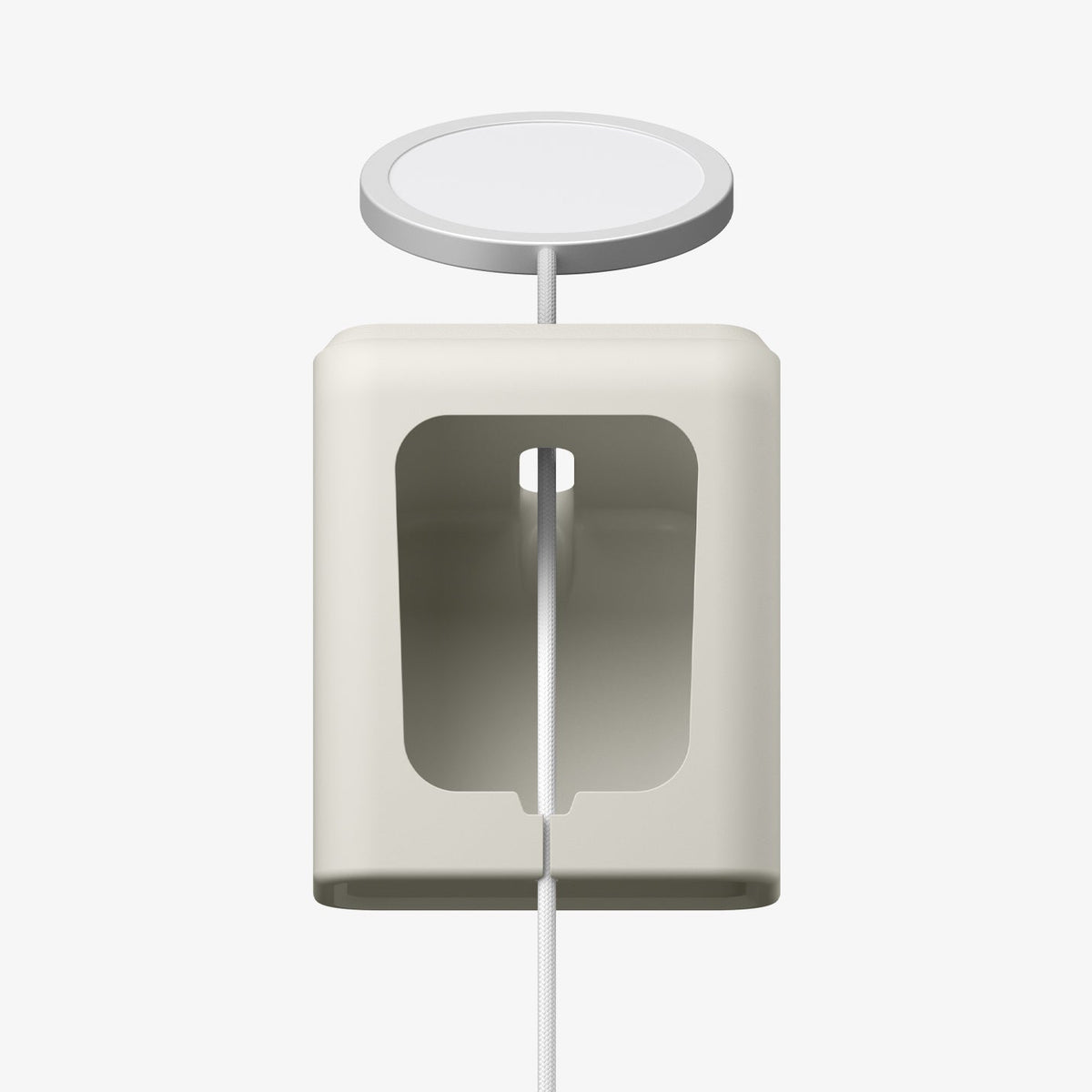 AMP09171 - Magsafe Charger Stand (Mag Fit) in Dune Beige showing the magsafe and bottom of the charger stand