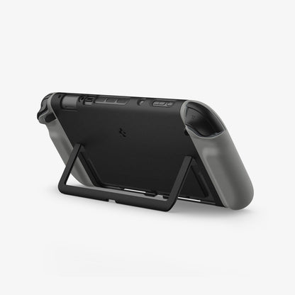 ACS10206 - Nintendo Switch 2 Case Nano Pop in Black Sesame showing the back, top and partial side propped up with the built-in kickstand