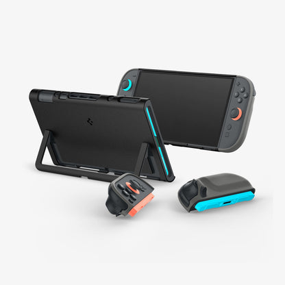 ACS10206 - Nintendo Switch 2 Case Nano Pop in Black Sesame showing the back, top and side propped up with the built-in kickstand