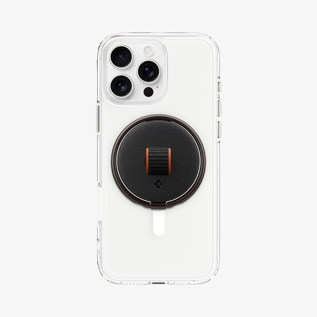 AMP08552 - O-Mag Magnetic Phone Holder (MagFit) OM104 in Black showing the back of the device with o-mag ring attached