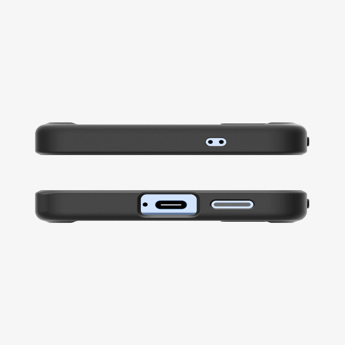 ACS08986 - Galaxy S25 Plus Case Ultra Hybrid in Frost Black showing top and bottom